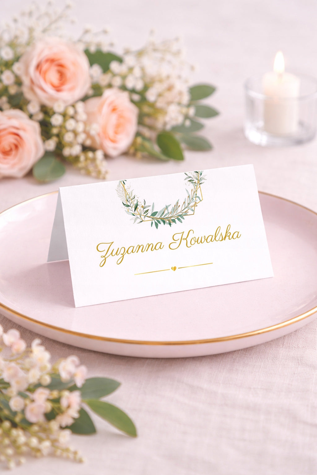 Winietki na stół komunijne 6 szt. 9x5 cm