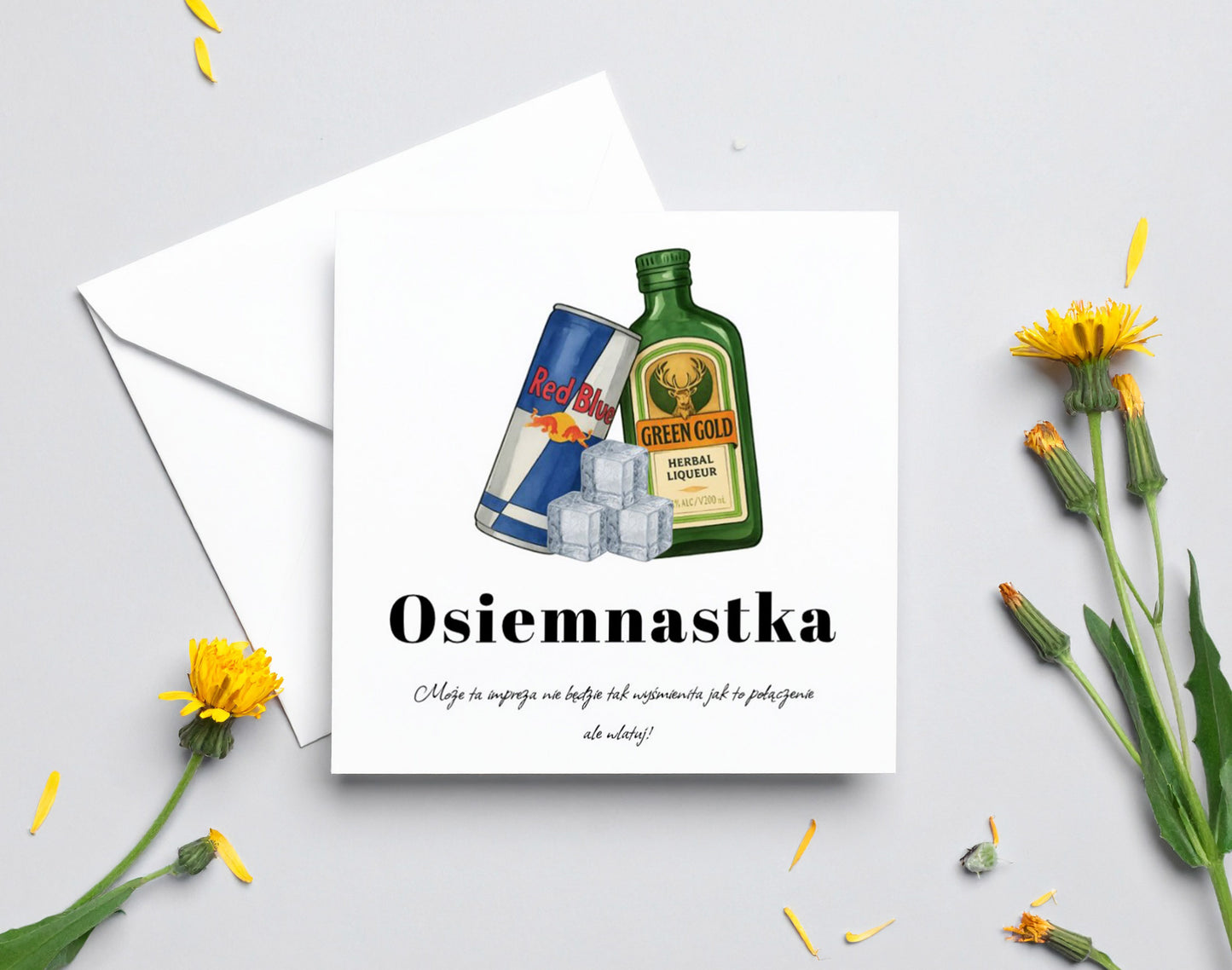 Zaproszenie na 18 urodziny 15x15 z kopertą - Jager