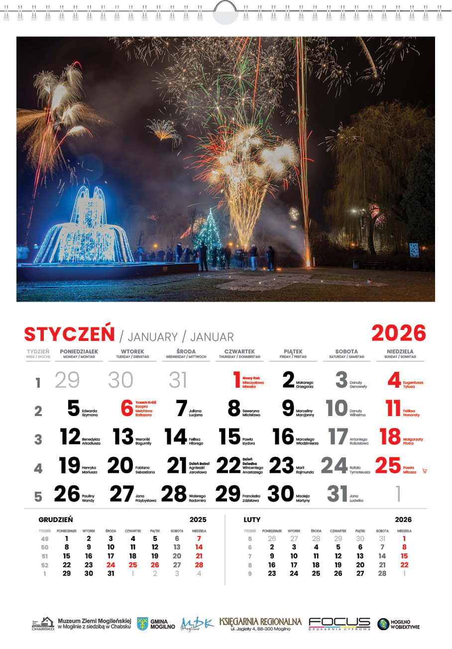 Kalendarz Mogilno w obiektywie 2026 układ poziomy
