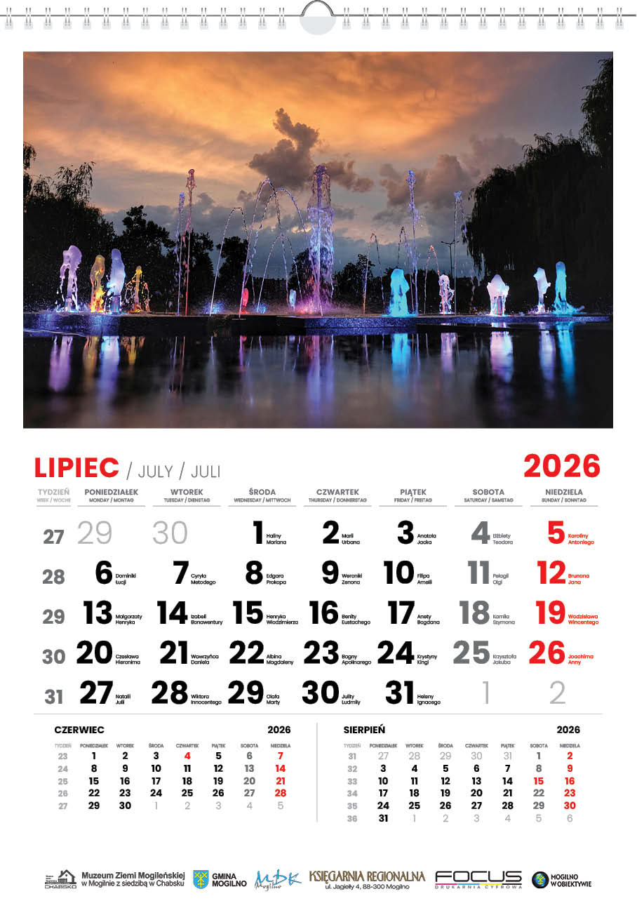 Kalendarz Mogilno w obiektywie 2026 układ poziomy