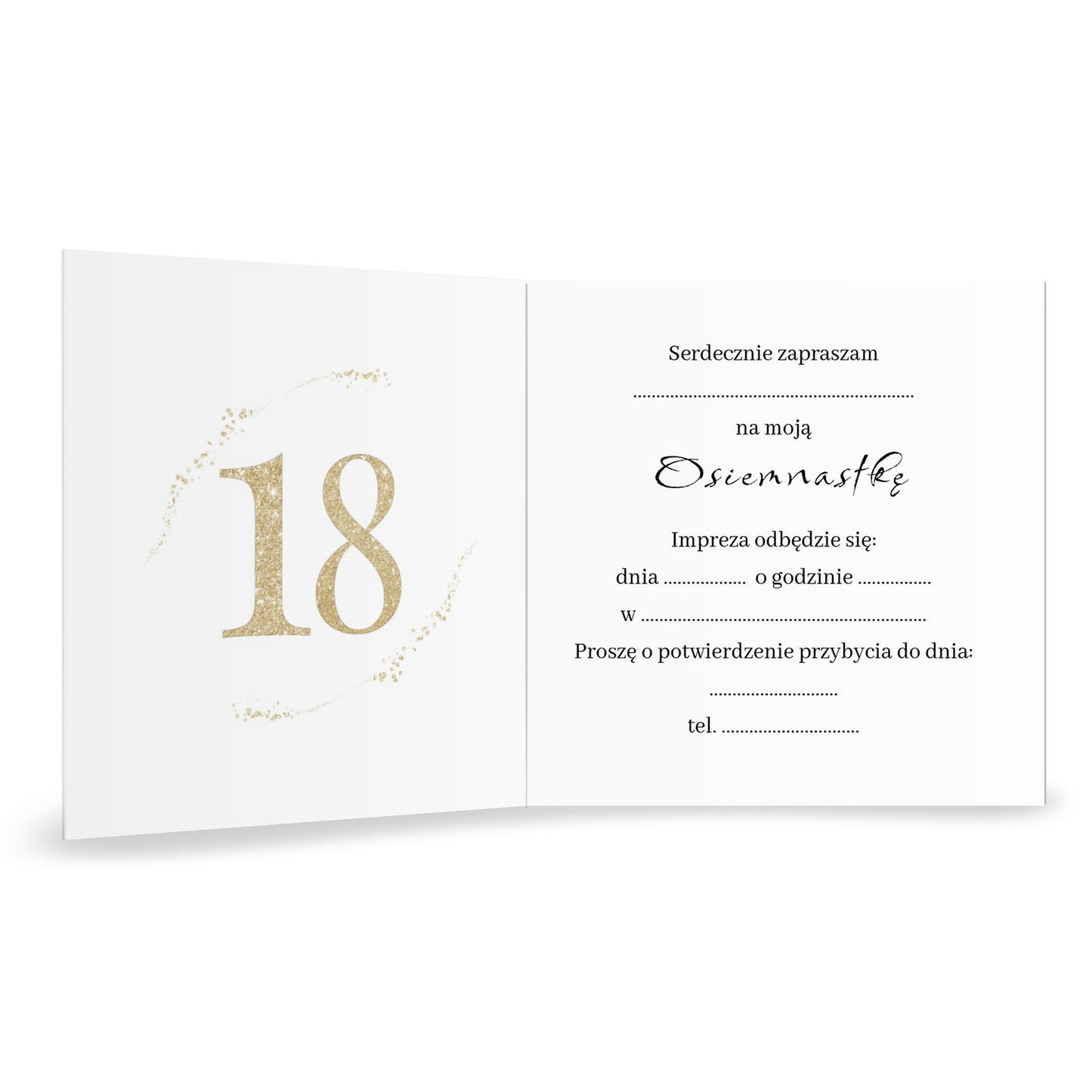 Zaproszenie na 18 urodziny 15x15 z kopertą  -  Konfetti