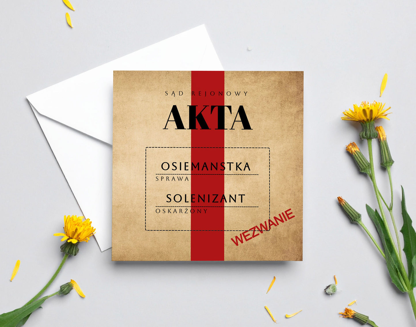 Zaproszenie na 18 urodziny 15x15 z kopertą  -  Akta