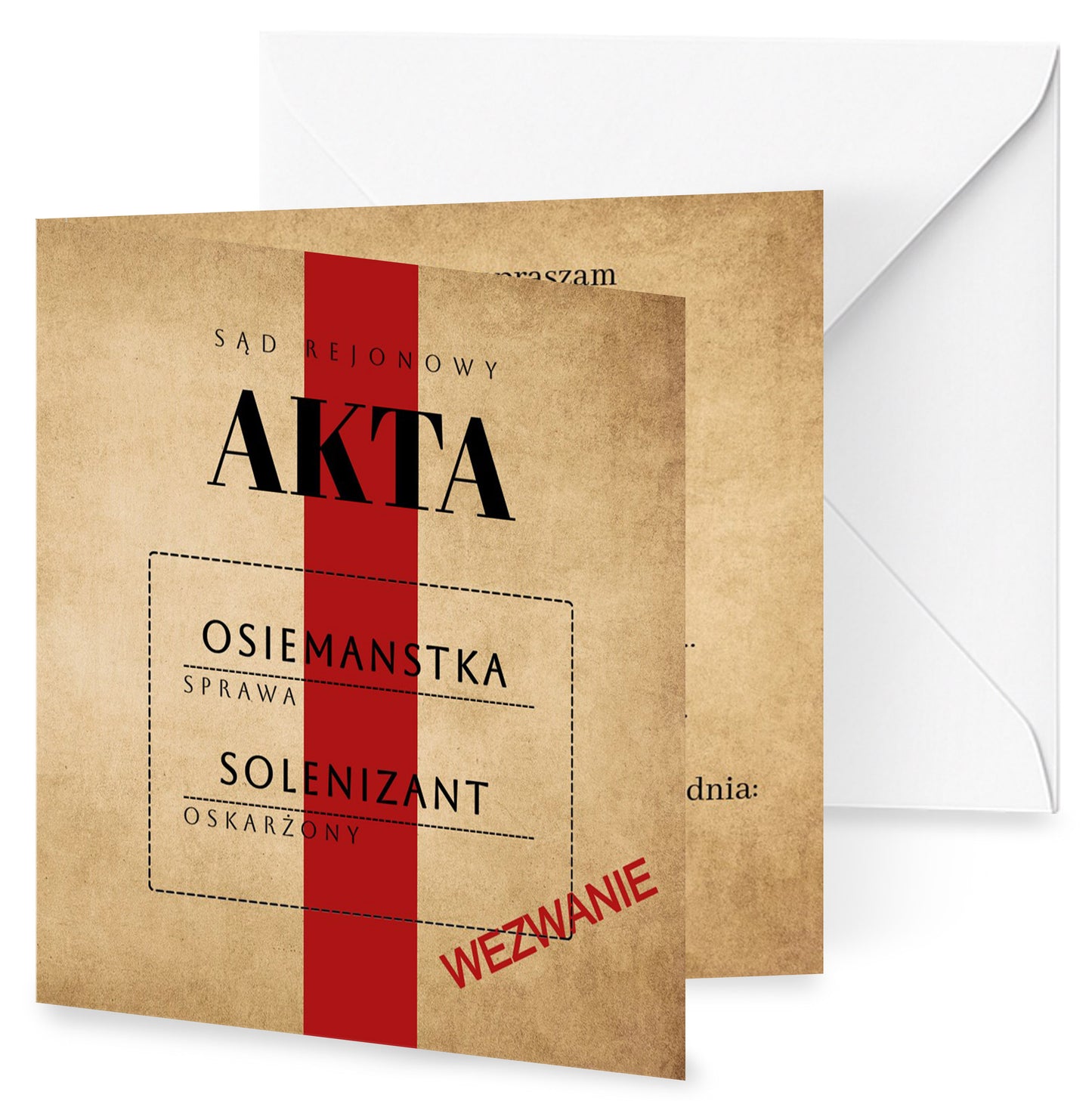 Zaproszenie na 18 urodziny 15x15 z kopertą  -  Akta