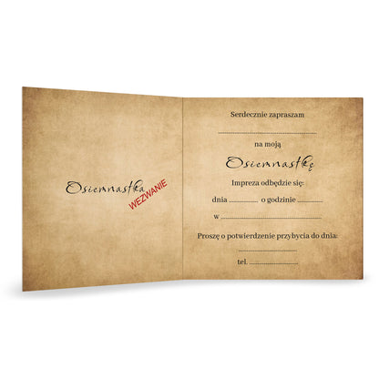 Zaproszenie na 18 urodziny 15x15 z kopertą  -  Akta