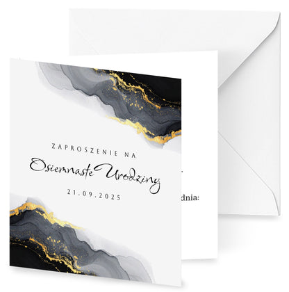 Zaproszenie na 18 urodziny 15x15 z kopertą  -  Marmur