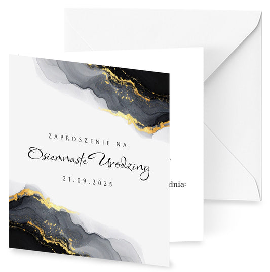 Zaproszenie na 18 urodziny 15x15 z kopertą  -  Marmur