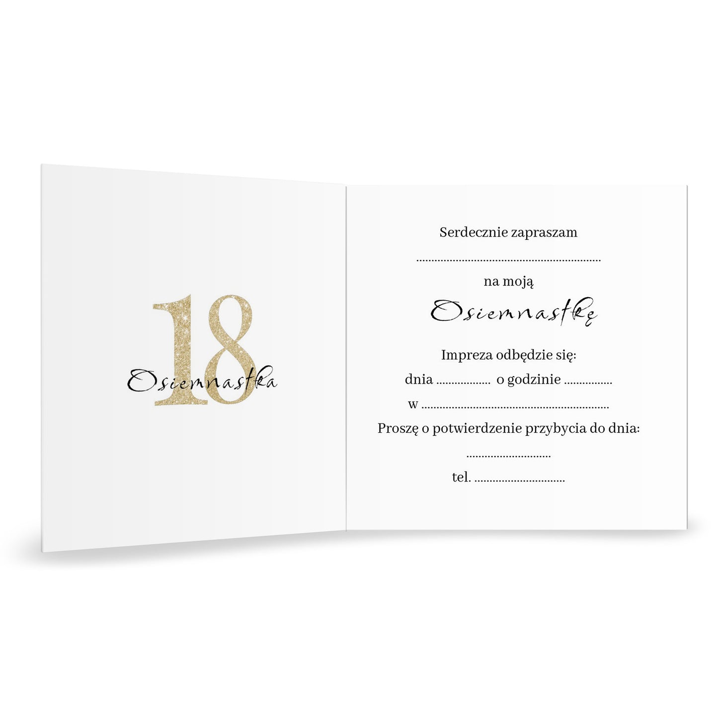 Zaproszenie na 18 urodziny 15x15 z kopertą  -  Marmur