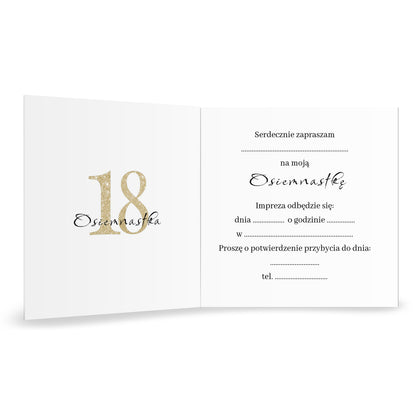 Zaproszenie na 18 urodziny 15x15 z kopertą  -  Marmur