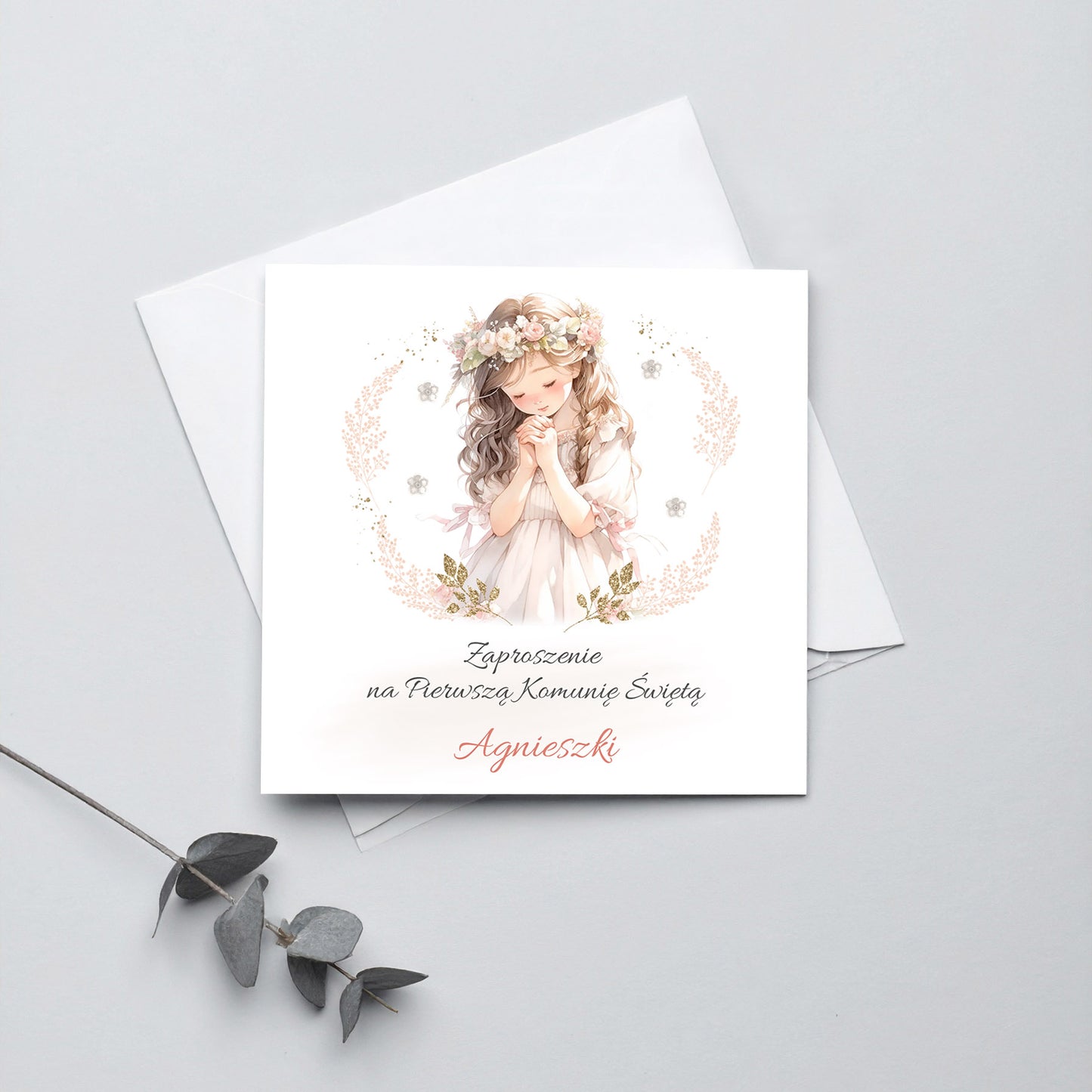 Zaproszenie na I Komunię Świętą – Dla Dziewczynki