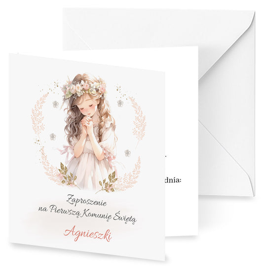 Zaproszenie na I Komunię Świętą – Dla Dziewczynki