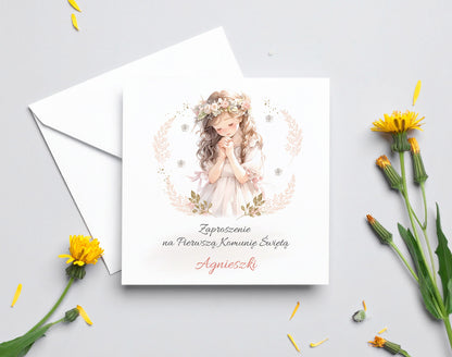 Zaproszenie na I Komunię Świętą – Dla Dziewczynki