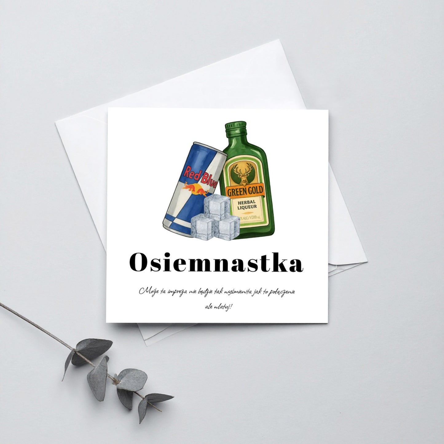 Zaproszenie na 18 urodziny 15x15 z kopertą  -  Jager