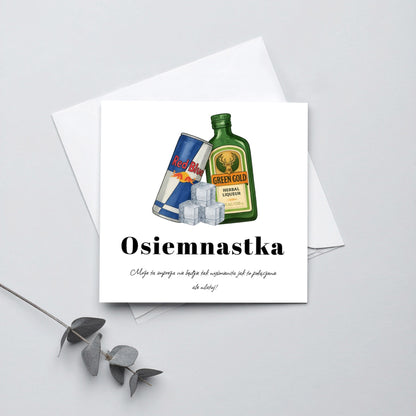 Zaproszenie na 18 urodziny 15x15 z kopertą  -  Jager