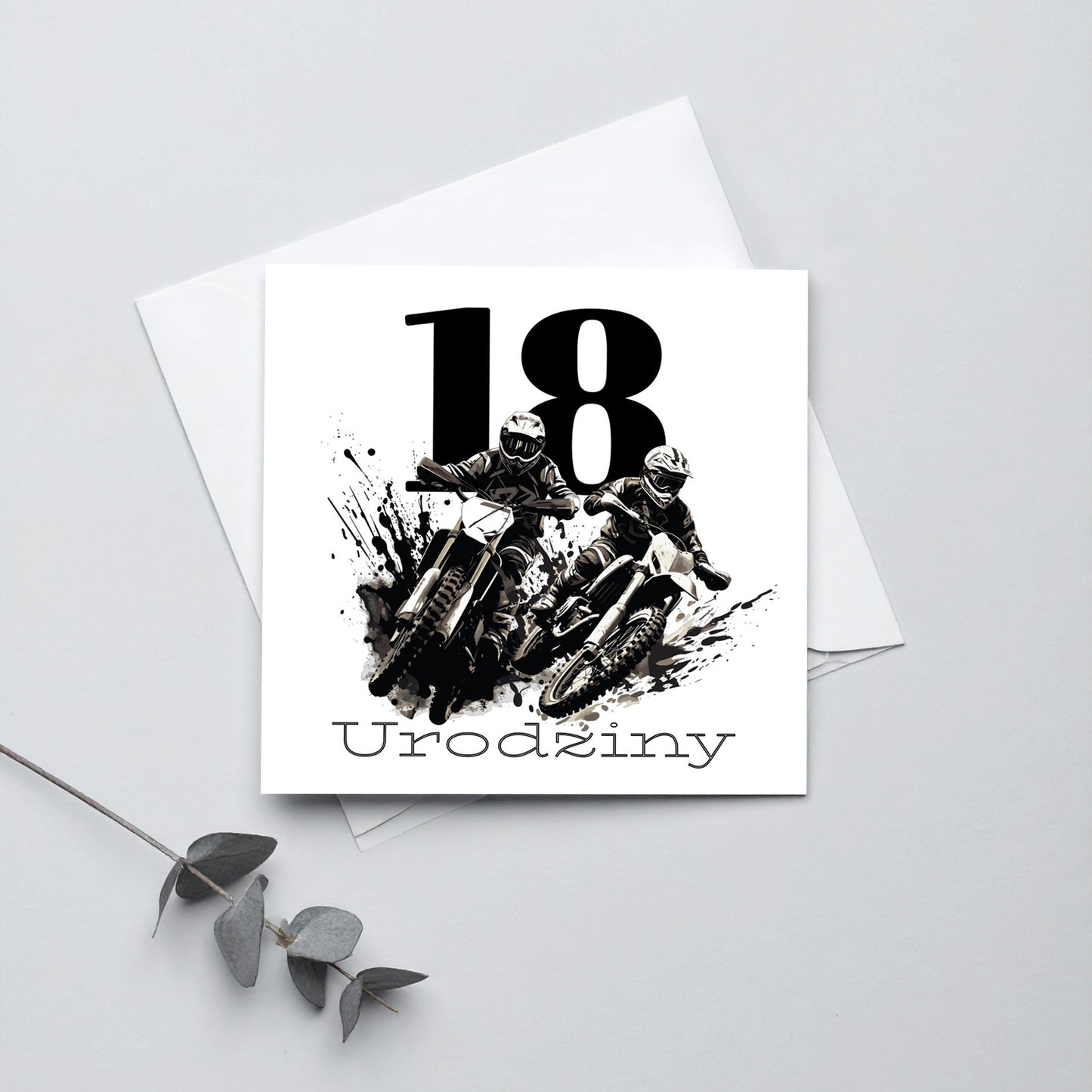 Zaproszenie na 18 urodziny 15x15 z kopertą  -  Motocykl