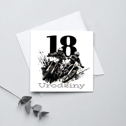 Zaproszenie na 18 urodziny 15x15 z kopertą  -  Motocykl