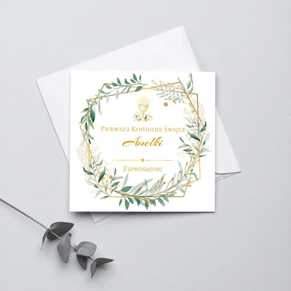 Zaproszenie na I Komunię Świętą – Eukaliptus