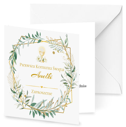 Zaproszenie na I Komunię Świętą – Eukaliptus