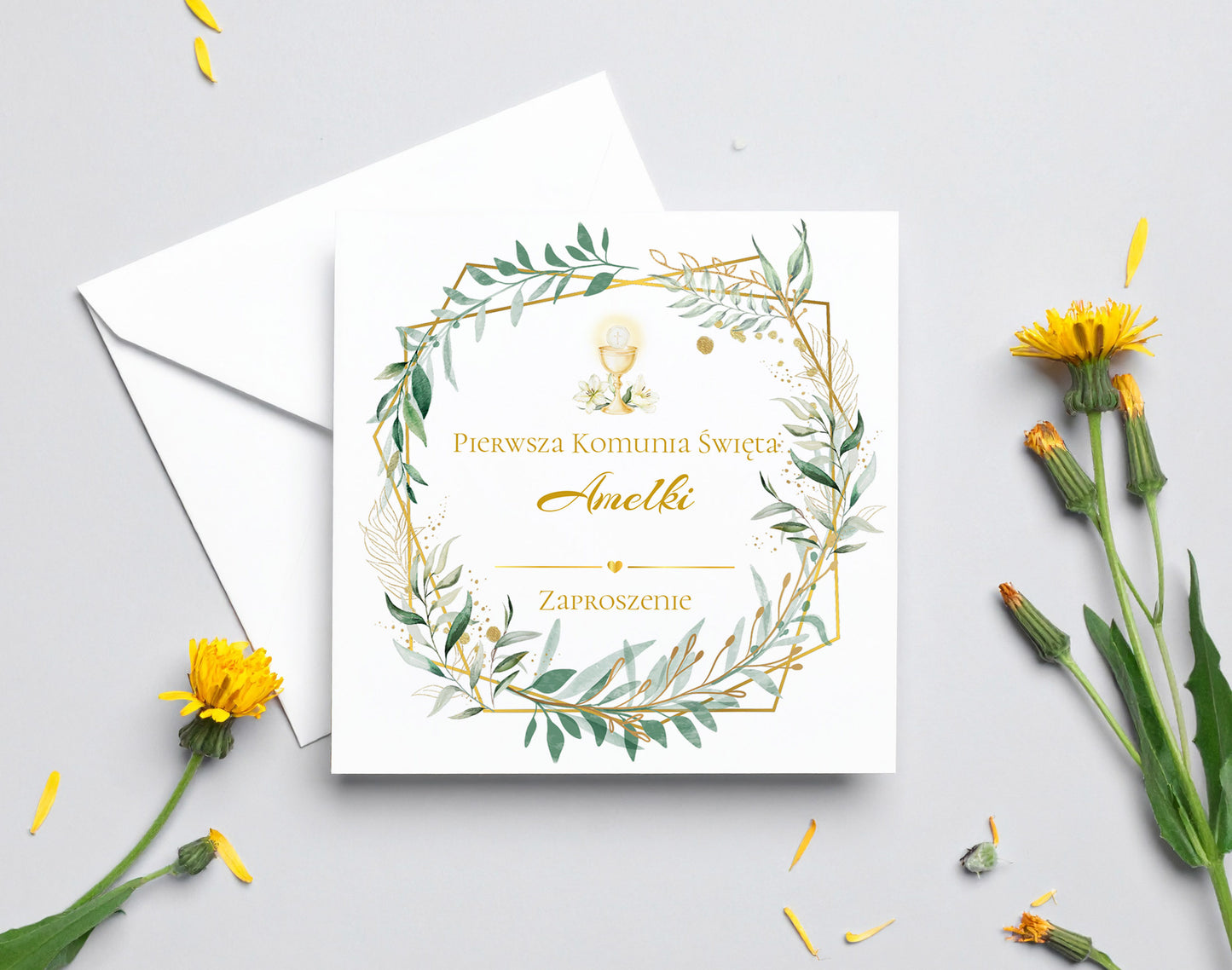 Zaproszenie na I Komunię Świętą – Eukaliptus