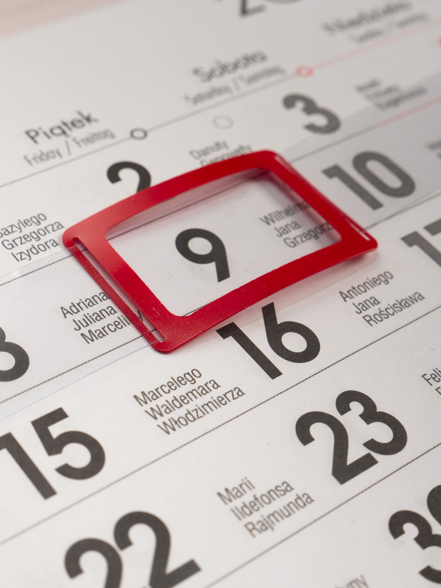 kalendarz jednodzielny z płaską główką 31X43