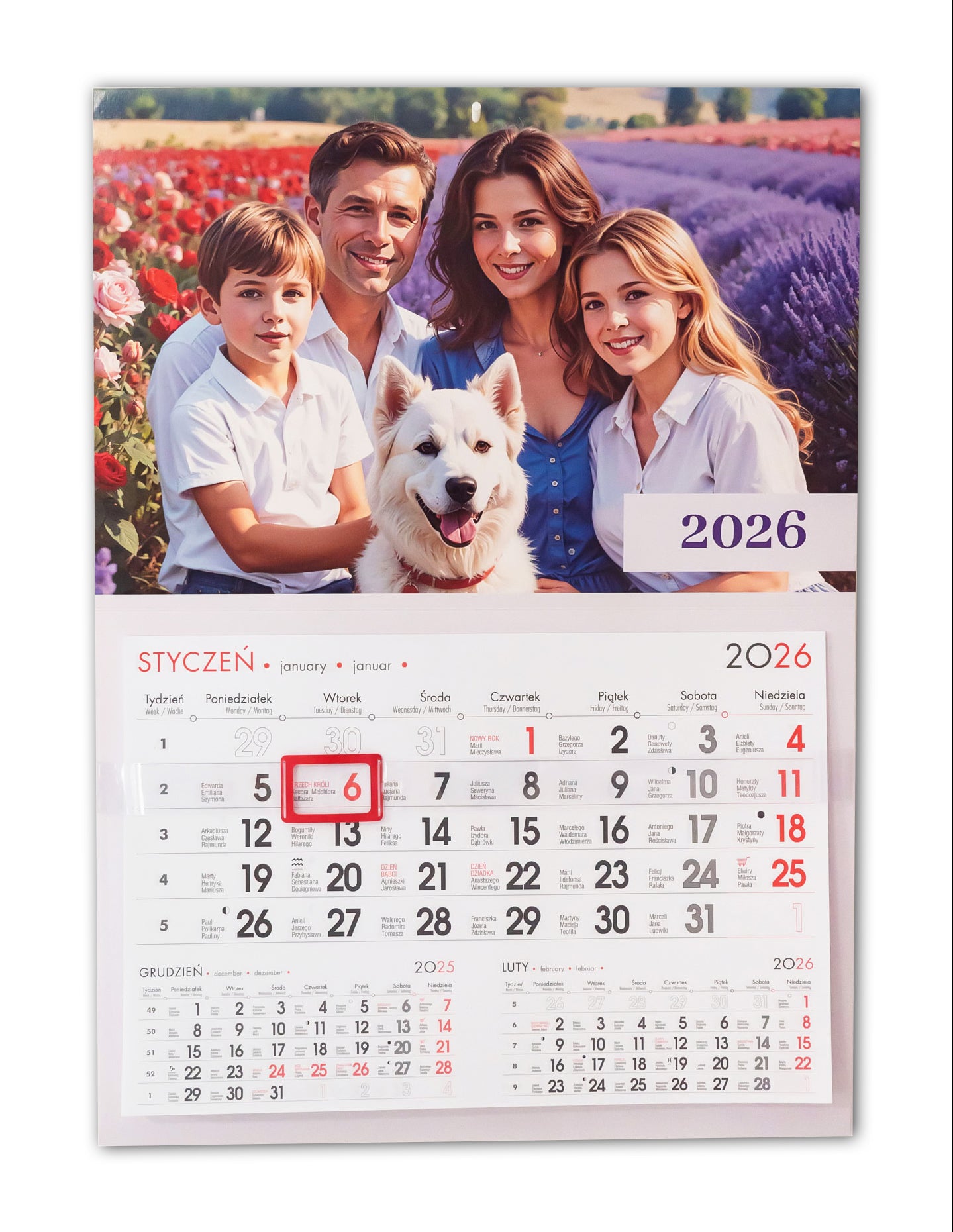 kalendarz jednodzielny z płaską główką 31X43
