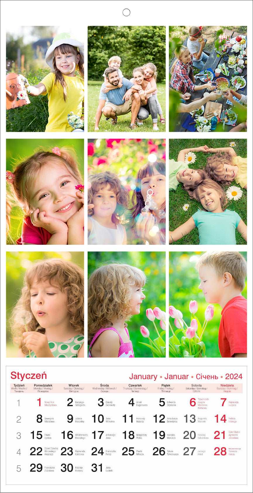 Fotokalendarz  30x60 z wydzieranym kalendarium